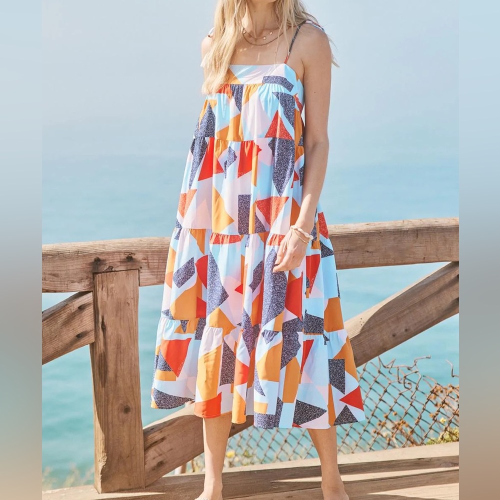 Entro Geometric Midi Dress